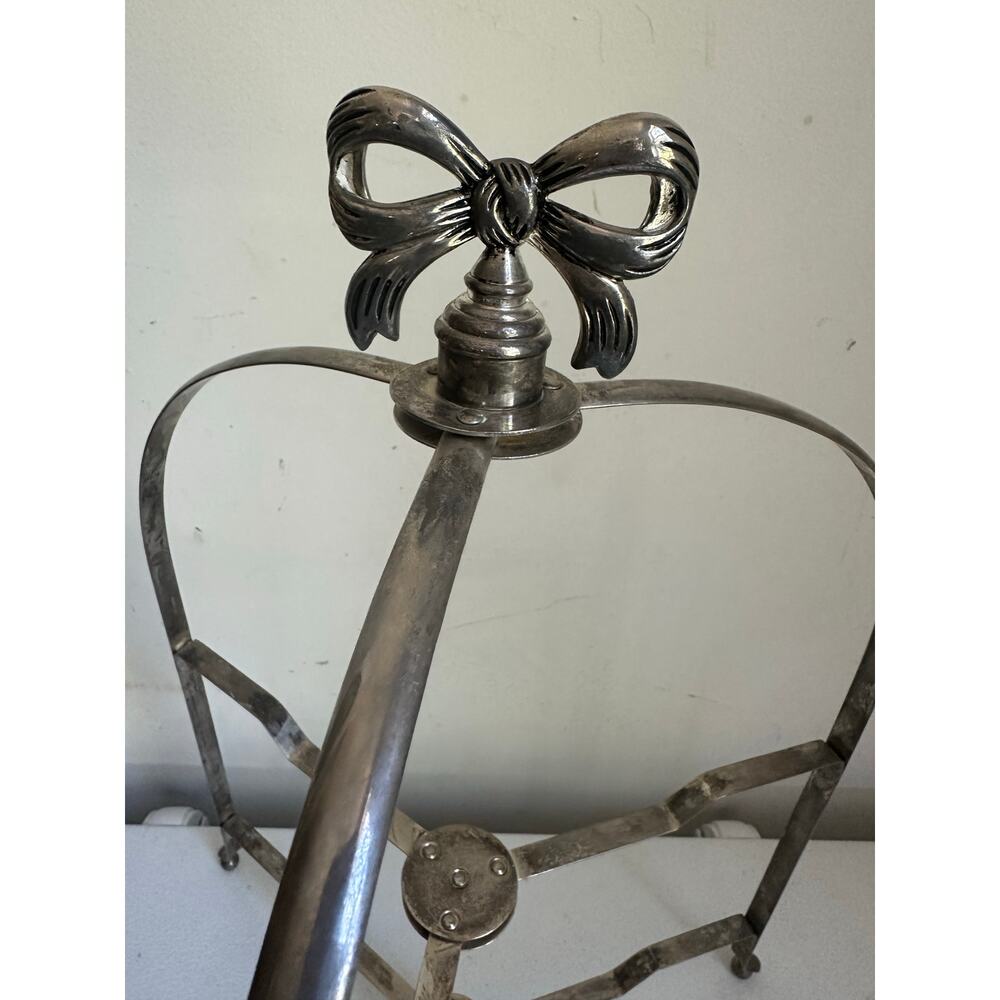 Vintage Silver bow plate Foldable Dinner serving stand 2 Tier Rack centerpiece